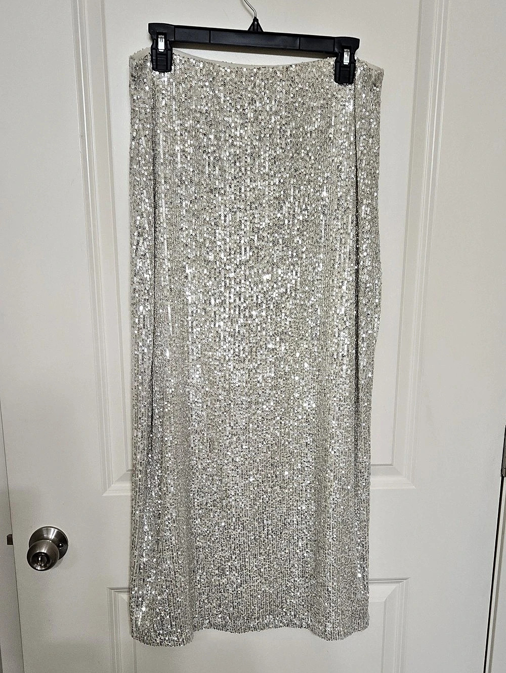 Z Supply Sequin Maxi  Skirt in Silver Size Large NWT